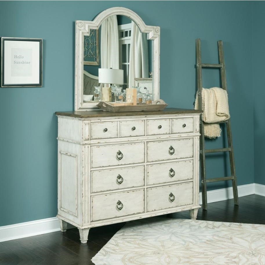 American Drew SOUTHBURY 513131+040 8 Drawer Bureau and Mirror with
